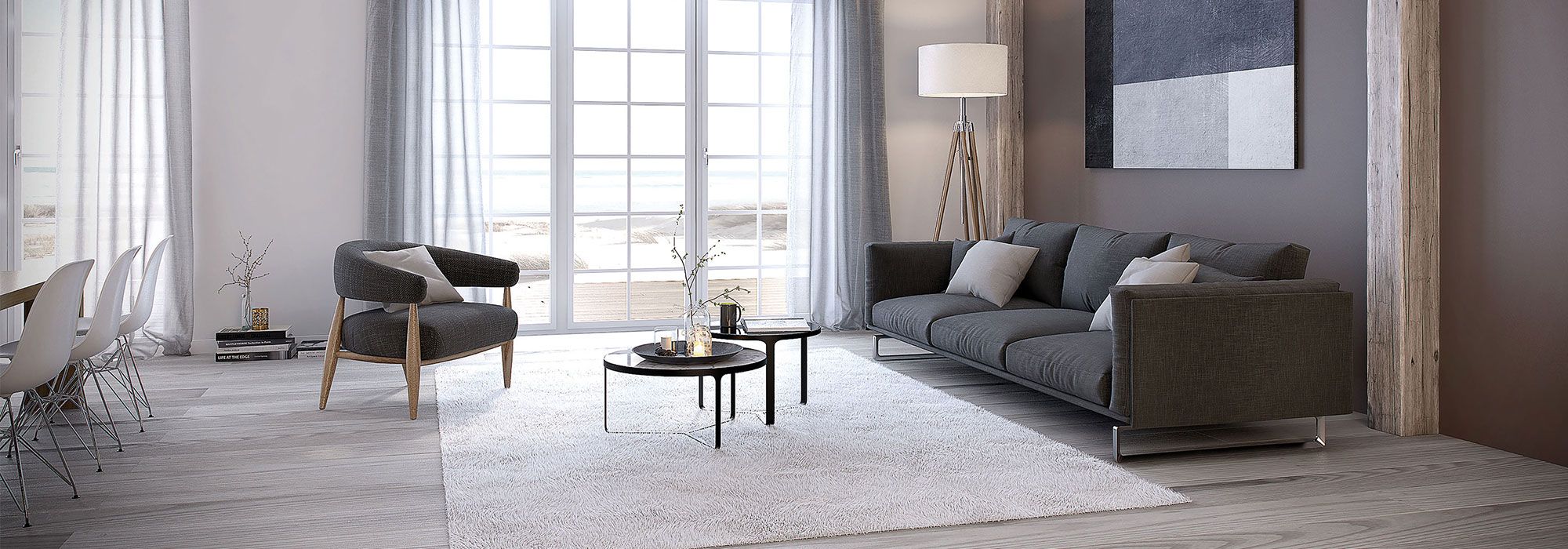 Wohnzimmer mit großem Fenster